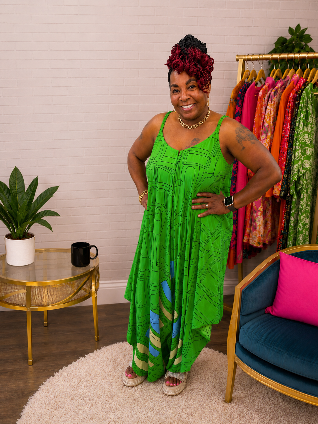 Green one piece romper – Fashions by Fowler