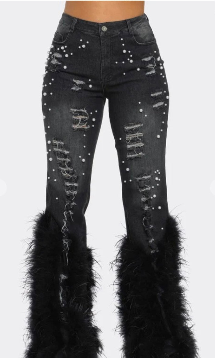 Black feather jeans – Fashions by Fowler Black feather jeans – Fashions by Fowler